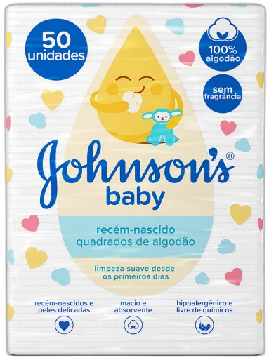 Algodão Quadrado Johnson's Baby 50 Unidades