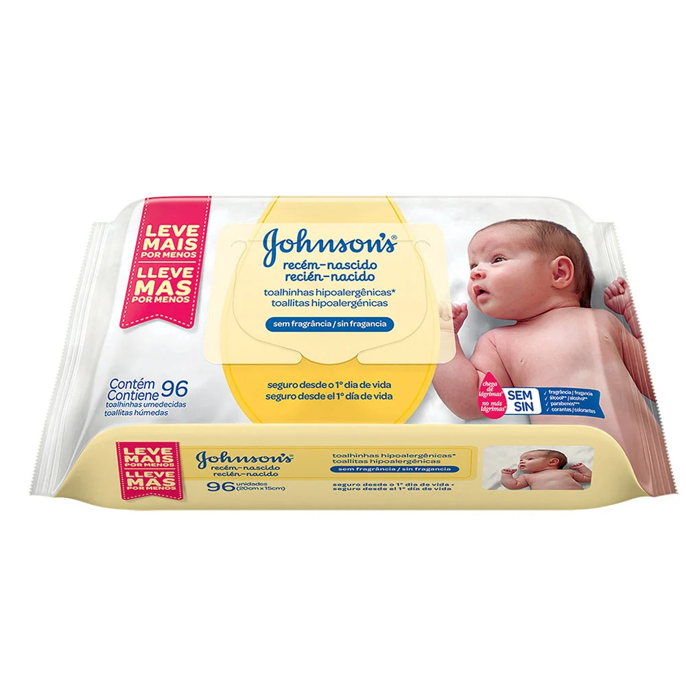 Lenço Umedecido Johnson's Baby 96 Unidades