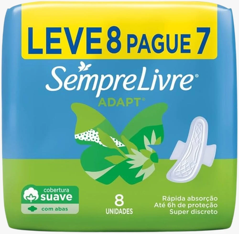 Absorvente Sempre Livre Especial Adapt com Abas Leve 8 Pague 7