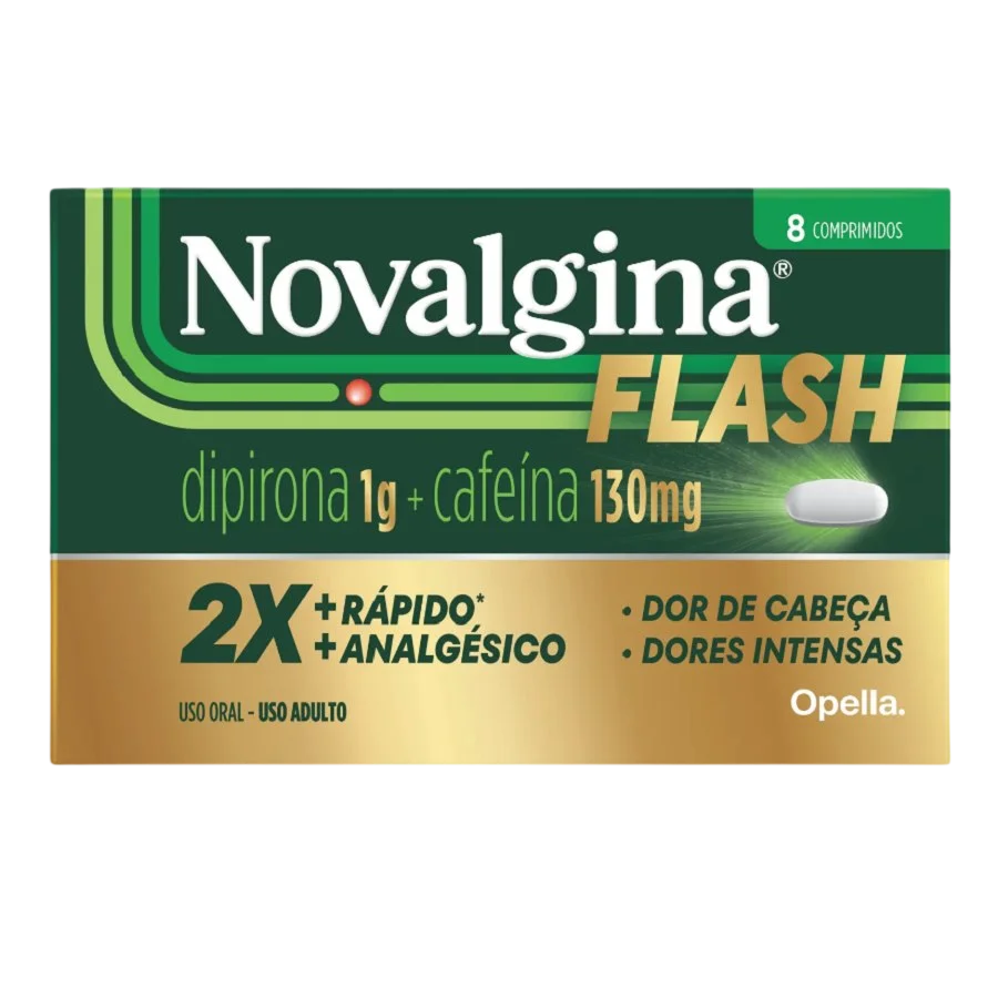 Novalgina Flash 1g + 130mg com 8 Comprimidos