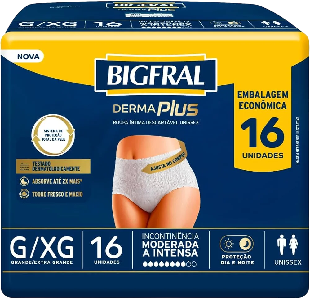 FR BIGFRAL DERMA PLUS ROUPA INT G/XG C/16 UN