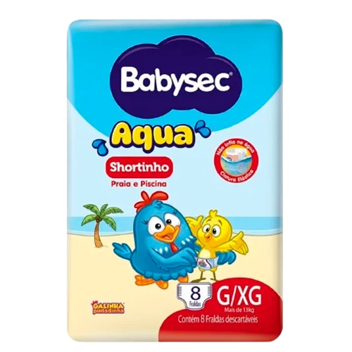 Fralda Babysec Shortinho Aqua G/Xg com 8 Un