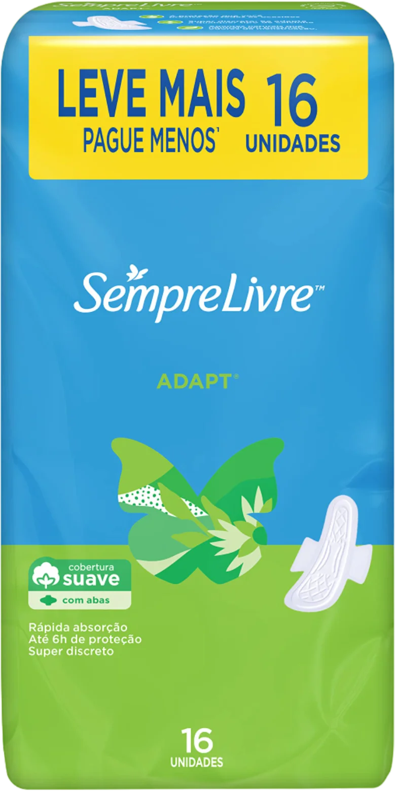 Absorvente Sempre Livre Adapt Especial com Abas 16 Unidades